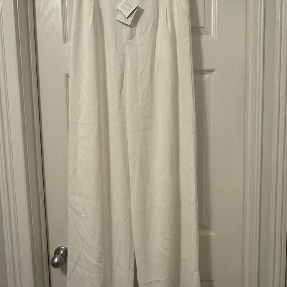 High-Waist Wide-Leg Women’s Jumpsuit Pants - White